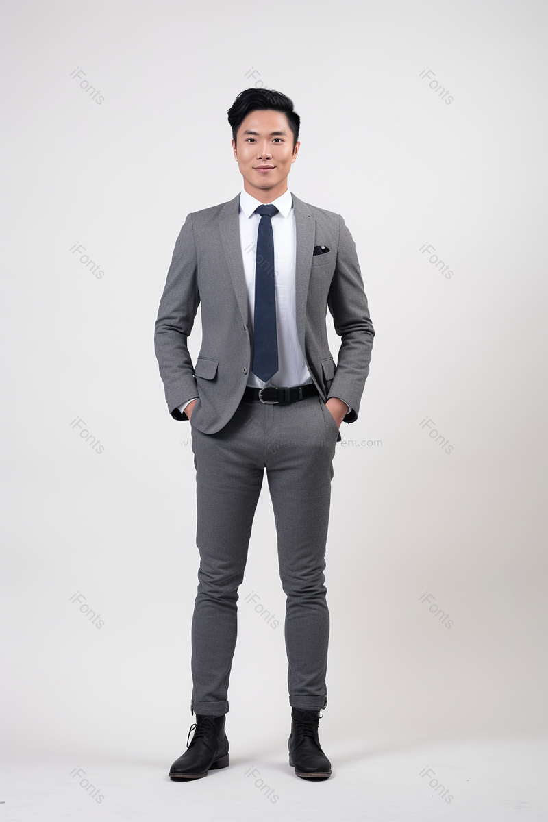 商务男士全身形象照白领手插兜自信实拍摄影图,高清,摄影图,摄影图片,图片大全,摄影图免费下载